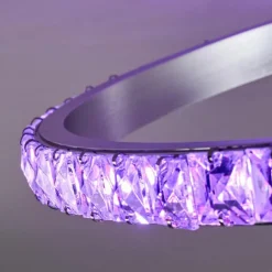 Plafonnier Saginaw LED Nickel mat, 1 lumière, Télécommandes, Changeur de couleurs