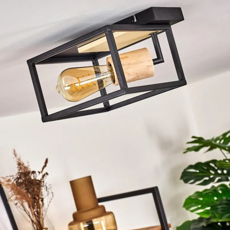 Plafonnier Salla Bois clair, Noir, 1 lumière