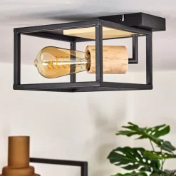 Plafonnier Salla Bois clair, Noir, 1 lumière