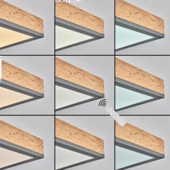 Plafonnier Salmi LED Brun, Couleur bois, Noir, 1 lumière, Télécommandes