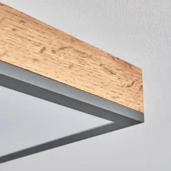Plafonnier Salmi LED Brun, Couleur bois, Noir, 1 lumière, Télécommandes