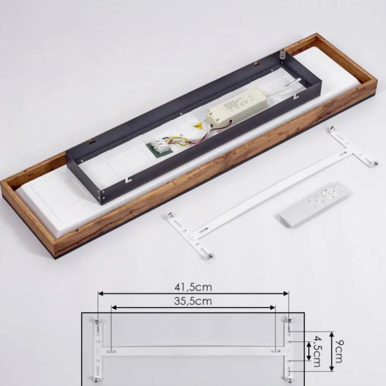 Plafonnier Salmi LED Brun, Couleur bois, Noir, 1 lumière, Télécommandes