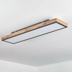 Plafonnier Salmi LED Brun, Couleur bois, Noir, 1 lumière, Télécommandes