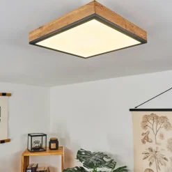 Plafonnier Salmi LED Couleur bois, Noir, Blanc, 1 lumière