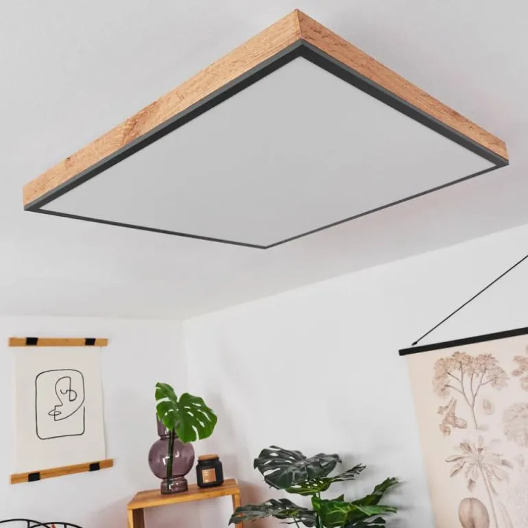 Plafonnier Salmi LED Couleur bois, Noir, Blanc, 1 lumière