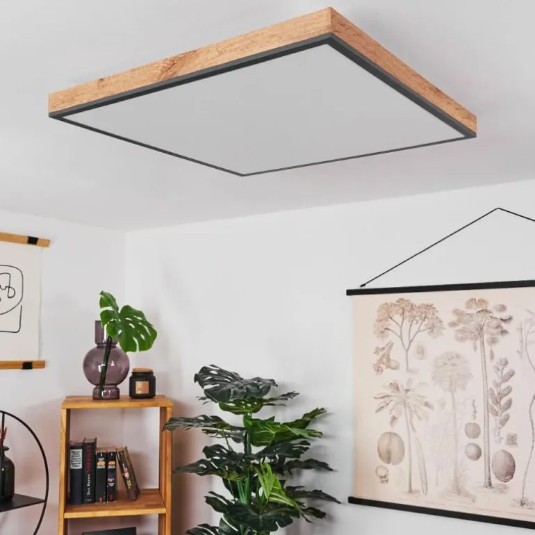 Plafonnier Salmi LED Couleur bois, Noir, Blanc, 1 lumière