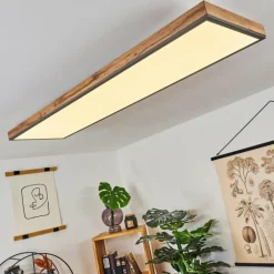 Plafonnier Salmi LED Couleur bois, Noir, Blanc, 1 lumière