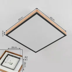 Plafonnier Salmi LED Couleur bois, Noir, Blanc, 1 lumière