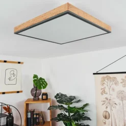 Plafonnier Salmi LED Couleur bois, Noir, Blanc, 1 lumière
