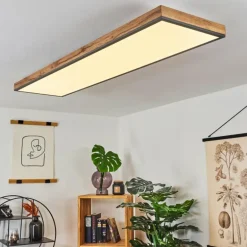 Plafonnier Salmi LED Couleur bois, Noir, Blanc, 1 lumière, Télécommandes