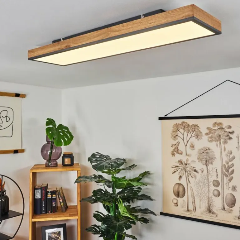 Plafonnier Salmi LED Couleur bois, Noir, Blanc, 1 lumière