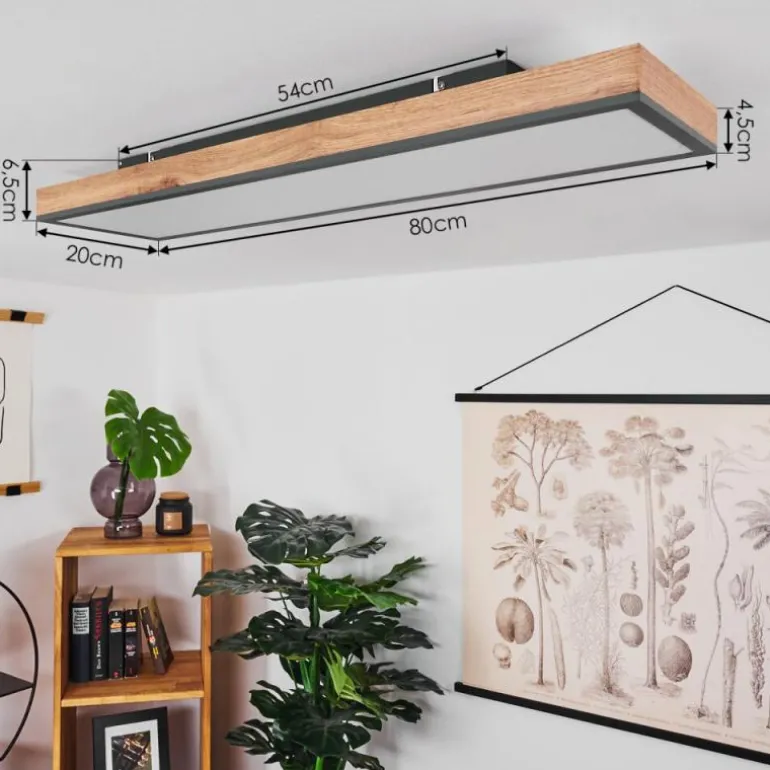 Plafonnier Salmi LED Couleur bois, Noir, Blanc, 1 lumière