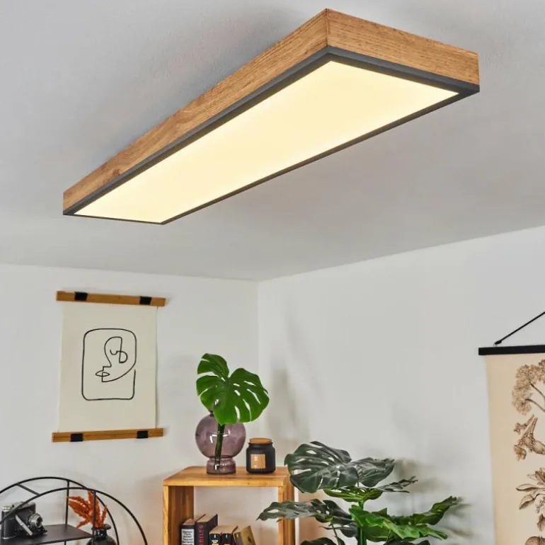Plafonnier Salmi LED Couleur bois, Noir, Blanc, 1 lumière