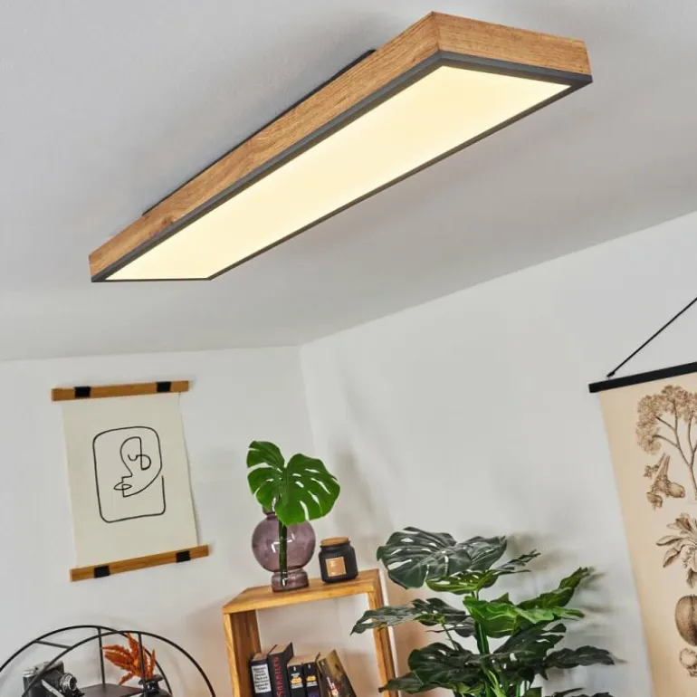 Plafonnier Salmi LED Couleur bois, Noir, Blanc, 1 lumière