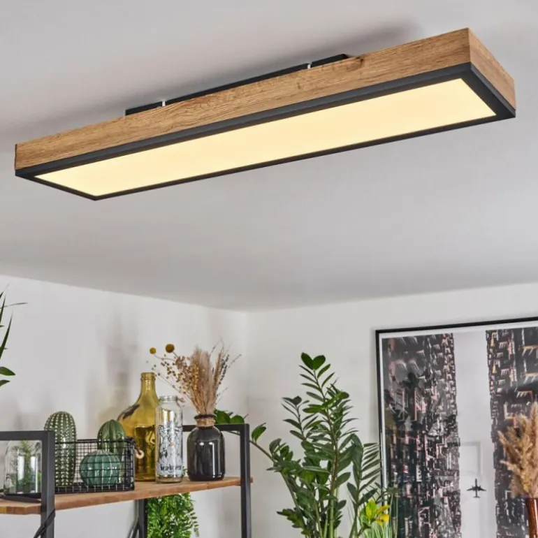 Plafonnier Salmi LED Couleur bois, Noir, Blanc, 1 lumière