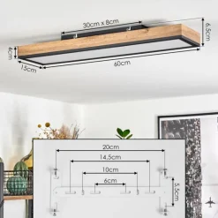 Plafonnier Salmi LED Couleur bois, Noir, Blanc, 1 lumière