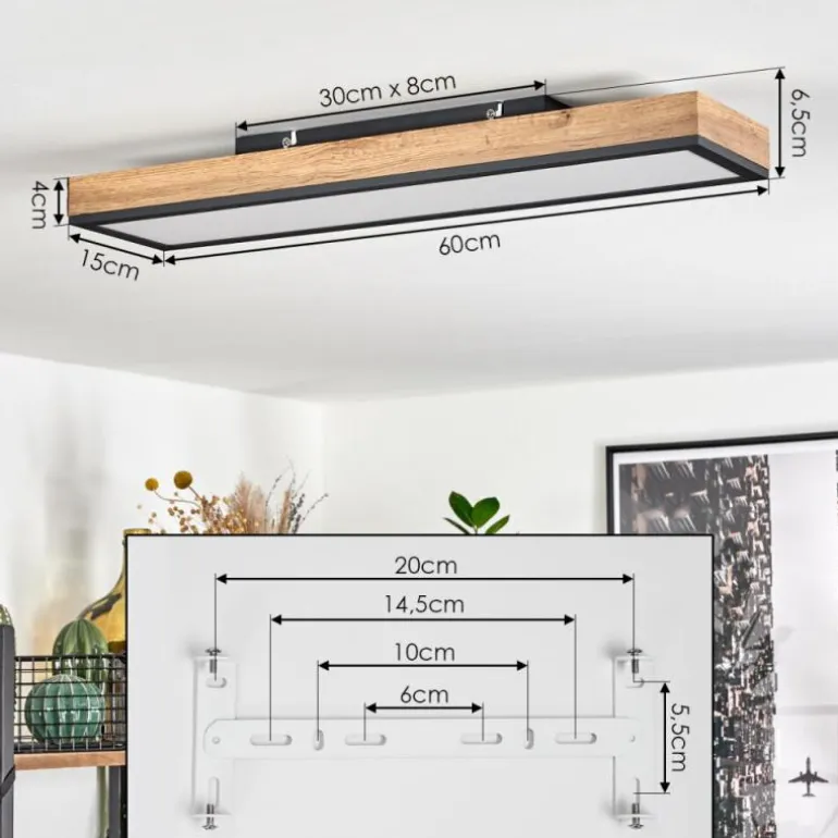 Plafonnier Salmi LED Couleur bois, Noir, Blanc, 1 lumière