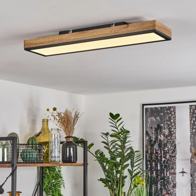 Plafonnier Salmi LED Couleur bois, Noir, Blanc, 1 lumière