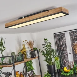 Plafonnier Salmi LED Couleur bois, Noir, Blanc, 1 lumière