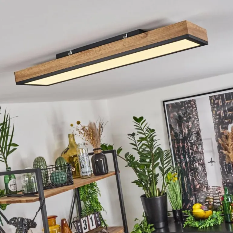 Plafonnier Salmi LED Couleur bois, Noir, Blanc, 1 lumière