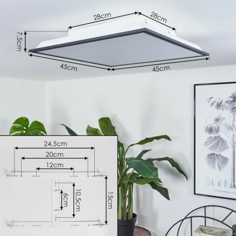 Plafonnier Salmi LED Noir, Blanc, 2 lumières