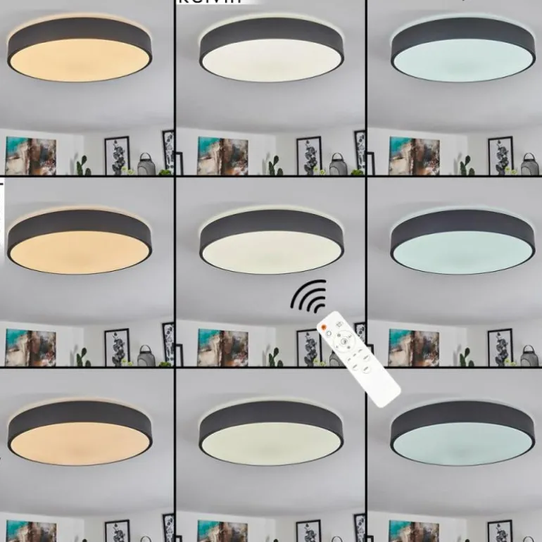 Plafonnier Samaira LED Blanc, 1 lumière, Télécommandes