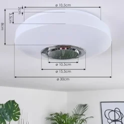 Plafonnier Sambani LED Chrome, Blanc, 1 lumière, Télécommandes, Changeur de couleurs