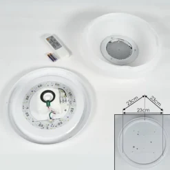 Plafonnier Sambani LED Chrome, Blanc, 1 lumière, Télécommandes, Changeur de couleurs
