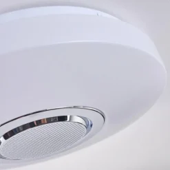 Plafonnier Sambani LED Chrome, Blanc, 1 lumière, Télécommandes, Changeur de couleurs