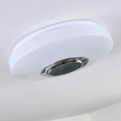 Plafonnier Sambani LED Chrome, Blanc, 1 lumière, Télécommandes, Changeur de couleurs