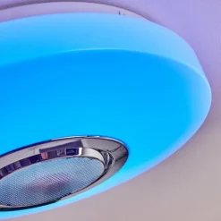 Plafonnier Sambani LED Chrome, Blanc, 1 lumière, Télécommandes, Changeur de couleurs