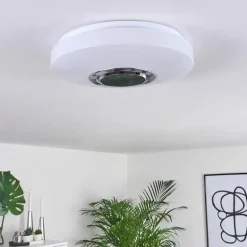 Plafonnier Sambani LED Chrome, Blanc, 1 lumière, Télécommandes, Changeur de couleurs