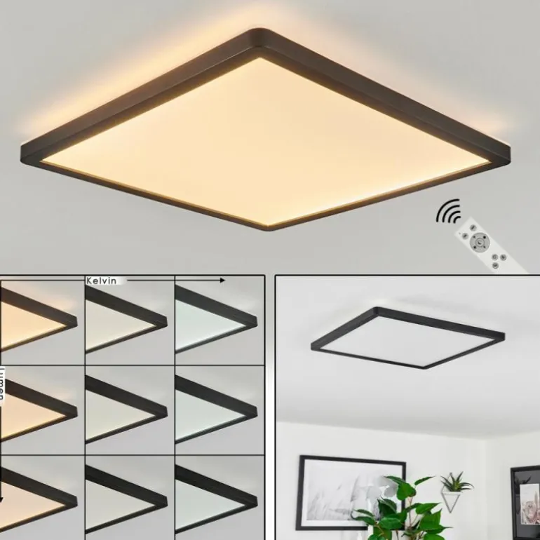Plafonnier Sasinhosa LED Noir, 1 lumière, Télécommandes
