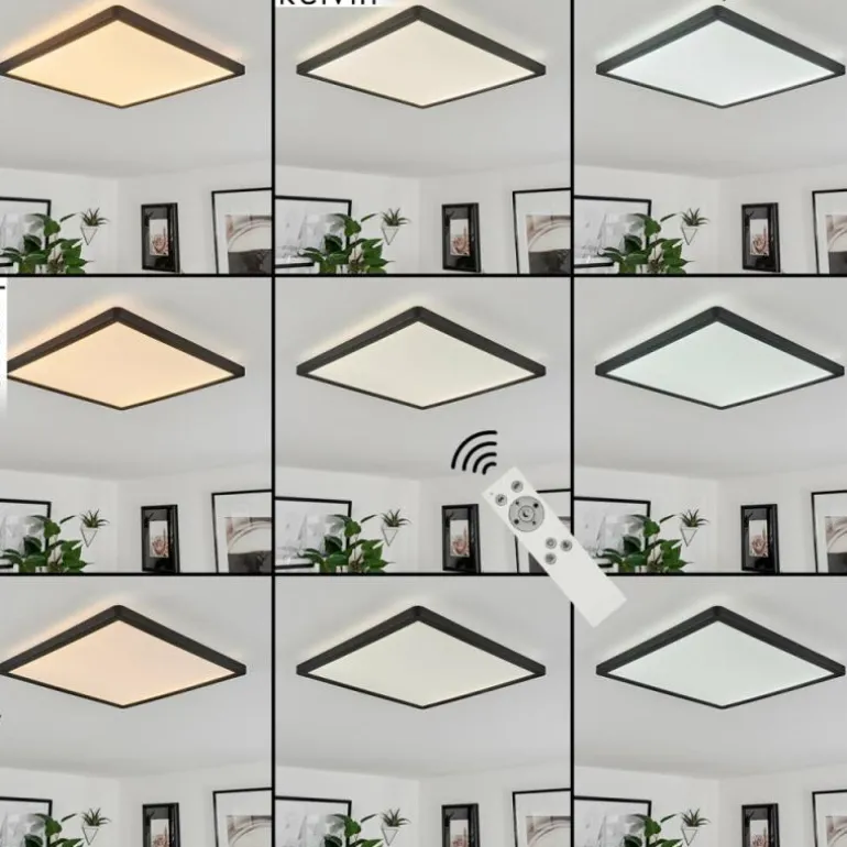 Plafonnier Sasinhosa LED Noir, 1 lumière, Télécommandes