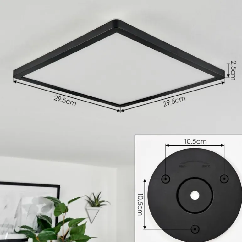 Plafonnier Sasinhosa LED Noir, 1 lumière, Télécommandes