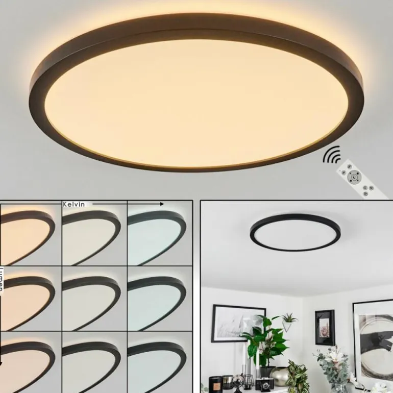 Plafonnier Sasinhosa LED Noir, 1 lumière, Télécommandes