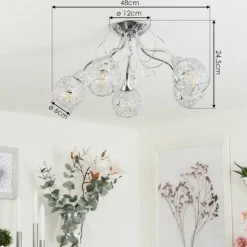 Plafonnier Saxeten Chrome, 5 lumières