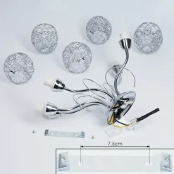 Plafonnier Saxeten Chrome, 5 lumières