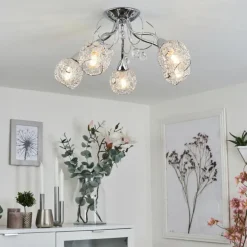 Plafonnier Saxeten Chrome, 5 lumières