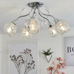 Plafonnier Saxeten Chrome, 5 lumières