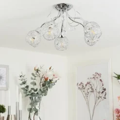 Plafonnier Saxeten Chrome, 5 lumières