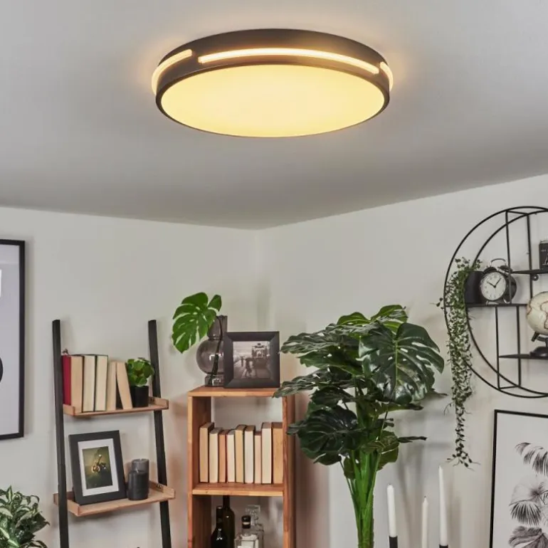 Plafonnier Seewen LED Noir, Blanc, 1 lumière, Télécommandes