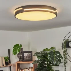Plafonnier Seewen LED Noir, Blanc, 1 lumière, Télécommandes