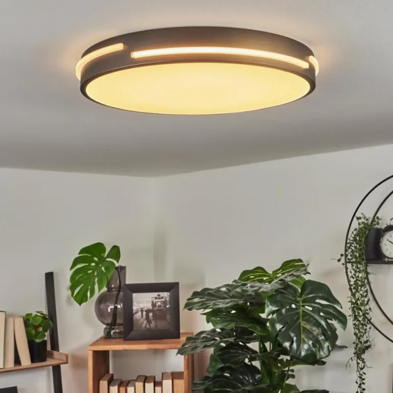 Plafonnier Seewen LED Noir, Blanc, 1 lumière, Télécommandes