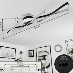 Plafonnier Serlande LED Noir, 1 lumière