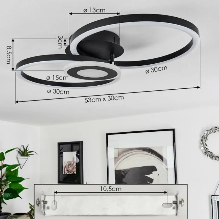 Plafonnier Serzedelo LED Noir, 1 lumière