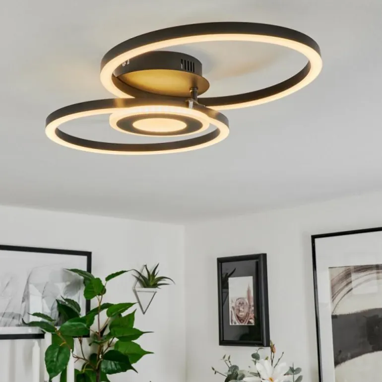 Plafonnier Serzedelo LED Noir, 1 lumière