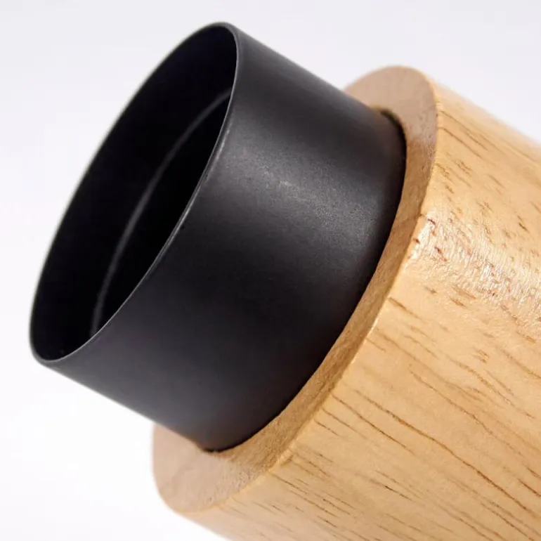 Plafonnier Sezze Bois clair, Noir, 2 lumières