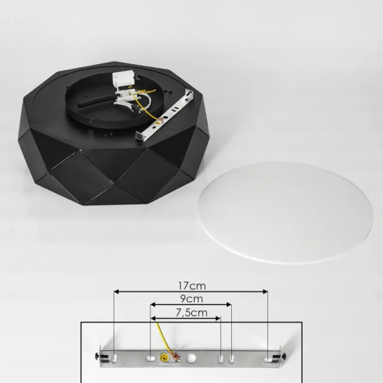 Plafonnier Shouver Noir, Blanc, 3 lumières