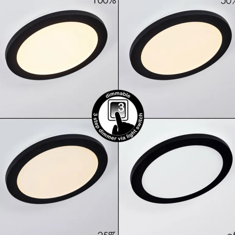 Plafonnier Siguna LED Noir, 1 lumière
